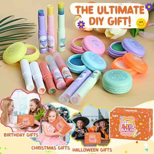 JCOOS DIY Lip Balm Making Kit - Kids Crafts, Make Your Own Lip Gloss, Beeswax & Shea Butter, Moisturizing Tubes