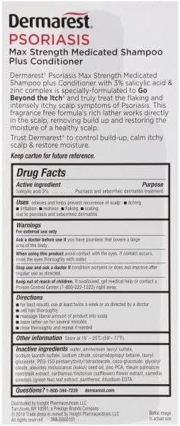 Dermarest Medicated Shampoo & Conditioner for Psoriasis - 8 Fl Oz | 4 Pack