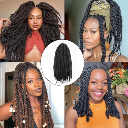 Vustbeauty Marley Twist Braiding Hair 24 Inch Marley Twist Hair Long Cuban Twist Hair 8 Packs Afro Kinky Curly Twist Crochet Hair Synthetic Marley Hair Extensions (24 Inch 8packs, 1B)