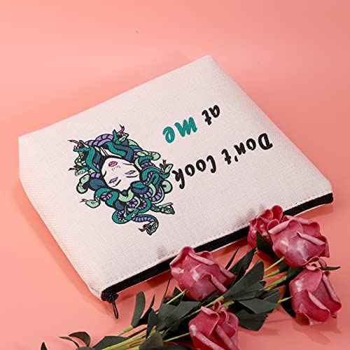 JXGZSO Funny Snake Women Cosmetic Bag Greek Makeup Zipper Pouch Snake Hair Lady Travel Bag Greek Mythology Gift