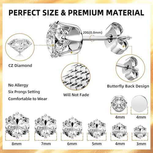 Self Ear Piercing Gun Kit with 12 Pairs of CZ Ear Stud Piercing Tools with Multi-Purpose Ear Gun for Salon and Home Use