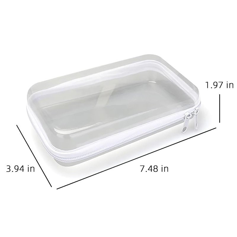 Ba Sen Doyle 6 Pcs Hard Zipper Case Clear Hard Pouches Plastic Zipper Pencil Box Toy Storage Bins Portable Plastic Containers for Travel Toiletry Office Cosmetic Blocks Puzzles Organize