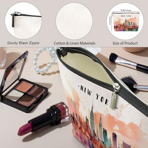 New York Lovers Gift Makeup Bag Cosmetic Bag, New York Travel Gifts Girls Trip Gifts Favors, New York Souvenir Merch Friendship Gifts for Women NY Lovers Traveller Bestie Coworkers Birthday Christmas