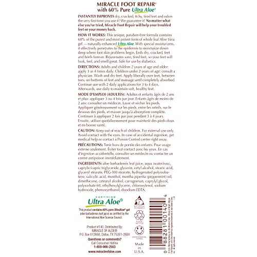 Miracle Foot Repair Cream, 8 oz + 1 oz Miracle Hand Repair, Healing Aloe Vera Lotions for Dry, Cracked Hands and Feet (8 oz Foot Cream + 1 oz Hand Cream)