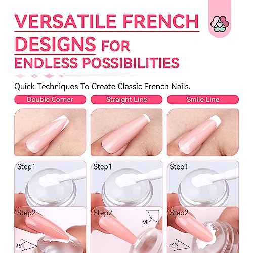 Saviland French Tip Nail Stamp - 4PCS Nail Art Stamper Kit Clear Silicone Nails Stamping Long & Short Jelly Stamper with Scrapers Nails Stamper Kit for French Manicure Nail Art Home DIY Salon