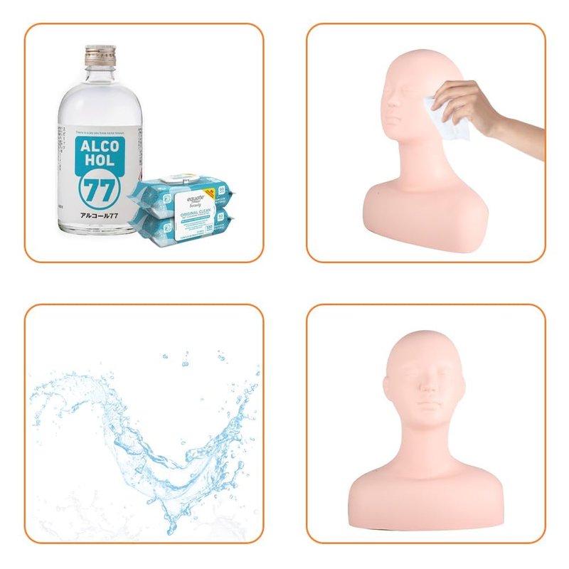 YFSAN Esthetics Mannequin Head with Shoulders, Multi Function Massage Makeup Practice Soft Mannequin Head Model Wig Hat Display