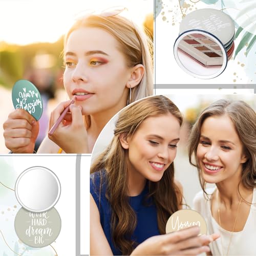 Kigley 30 Pcs Inspirational Compact Mirror Bulk for Women Christmas Employee Appreciation Gifts 2.76 Inches Small Portable Purse Pocket Mirror for Nurse Medical Assistant Rad Tech