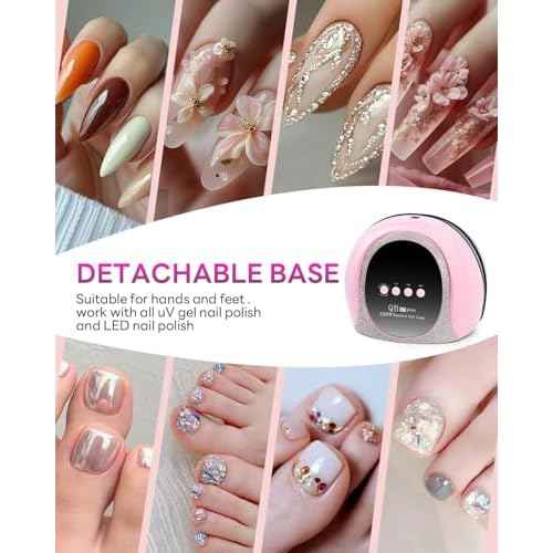 UV LED Light Nail Dryer For Gel Nails Quick Dry, 256W Professional UV Drying Light for Fingernail Polish , 57Pcs Beads Curing Gels Manicure Lamp, Portable Gel Cure Machine with Auto Sensor, 4 Timers