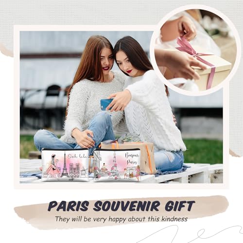 Reginary 6 Pcs City Cosmetic Bag Souvenir Gifts New York Zipper Pouch Chicago Souvenir Seattle Boston Nashville London Paris Italy Alaska Gifts Memento for Women Traveler(Paris)