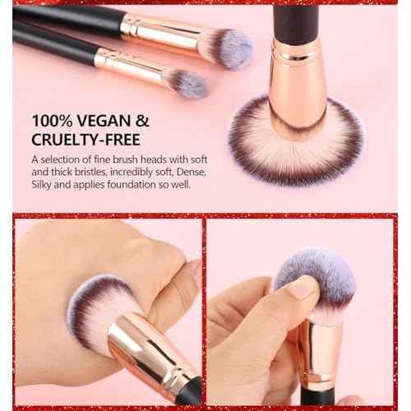Angled Foundation Brush Contour Conceal Brush Set, 3Pcs Angled Synthetic Kabuki Makeup Brush for Face Blush Bronzer Travel Buffing Stippling Contour Powder Liquid Blending