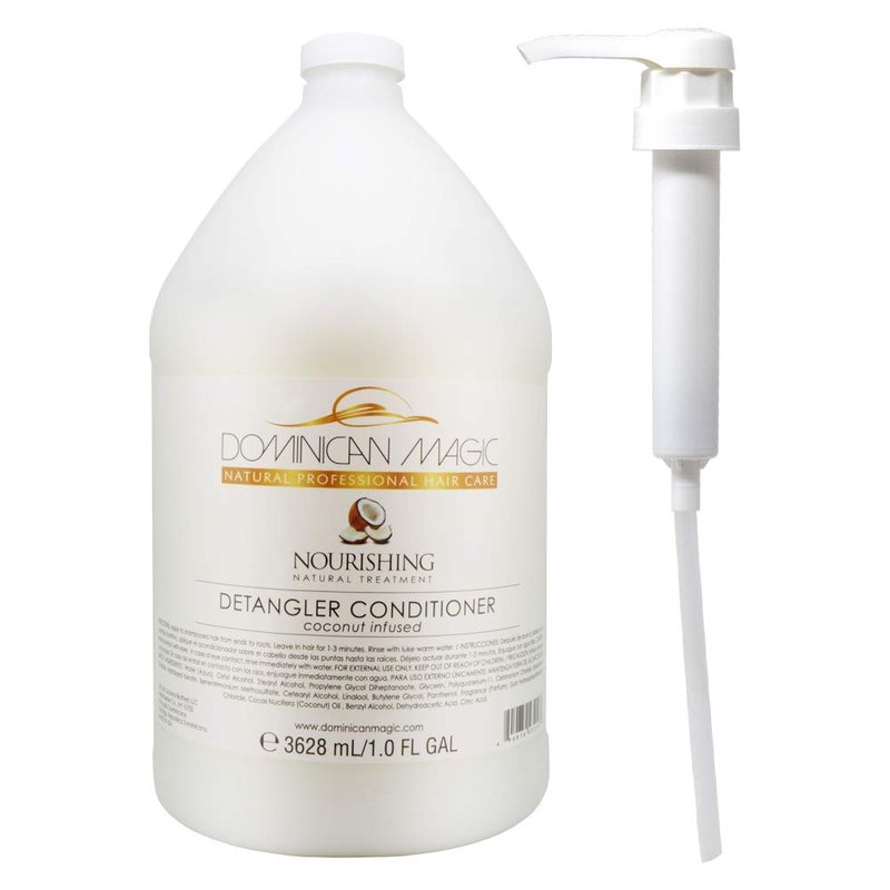 DOMINICAN MAGIC Detangler Coconut Infused Conditioner 3628ml/1Gallan… (1 Gallon with Pump)