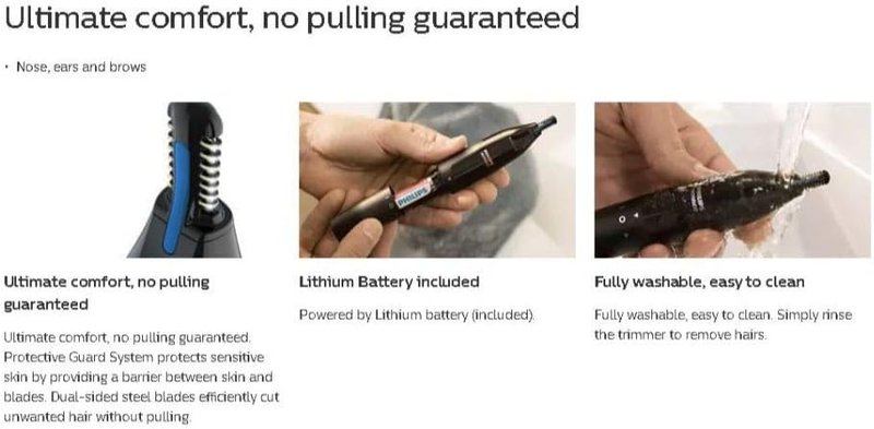 Philips Nosetrimmer NT1715 - Precision Hair Trimming for Ears, Nose & Eyebrows | No Pulling Guarantee