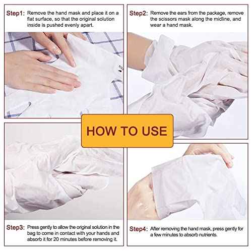 CGBOOM 3 Pairs Hand Masks Moisturizing Gloves, Hand Skin Repair Renew Mask Infused Collagen, Vitamins + Natural Plant Extracts for Dry, Aging, Cracked Hands (Honey and Milk)