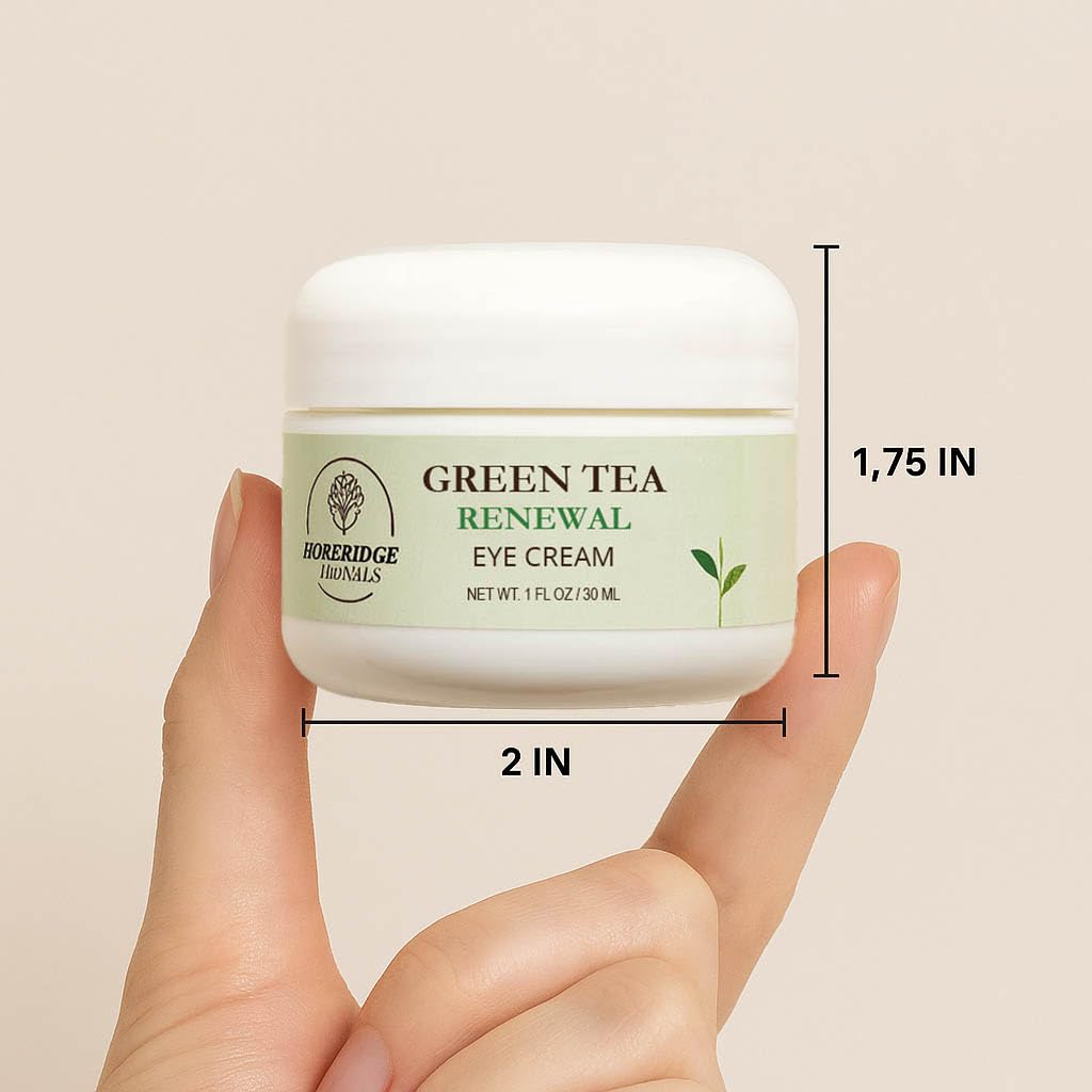 Hope Ridge Naturals Green Tea Renewal Eye Cream, Antioxidant Peptide Complex, 1 oz / 30 ml with Vitamin C, CoQ10, Botanical Hyaluronic Acid