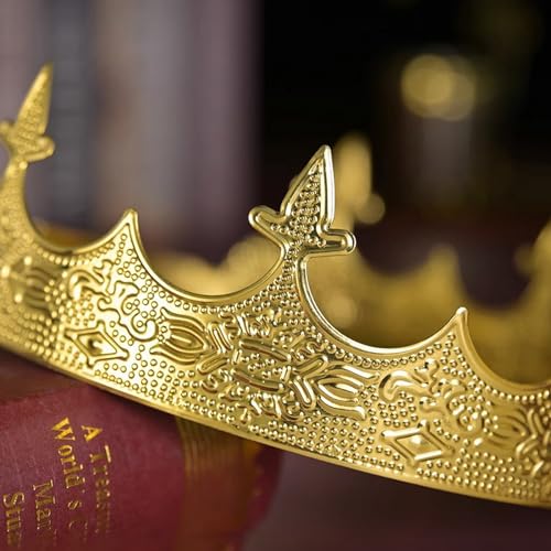 Generic King Crowns Metal Hair Band for Men Gold Crowns and Tiara for Theme Birthday Party Costume Accessories (Gold)