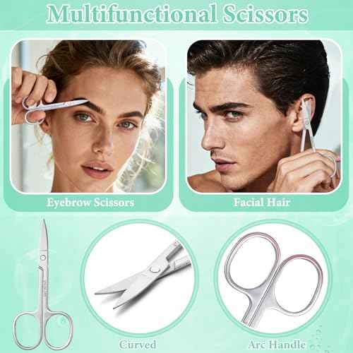 6 in 1 Eyebrow Trimmer Kit, Include Face Razor, Eyebrow Scissors, Tweezer, Double-Ended Eye Brow Brush for Women Men, Gifts for Stocking Stuffers - Transparent