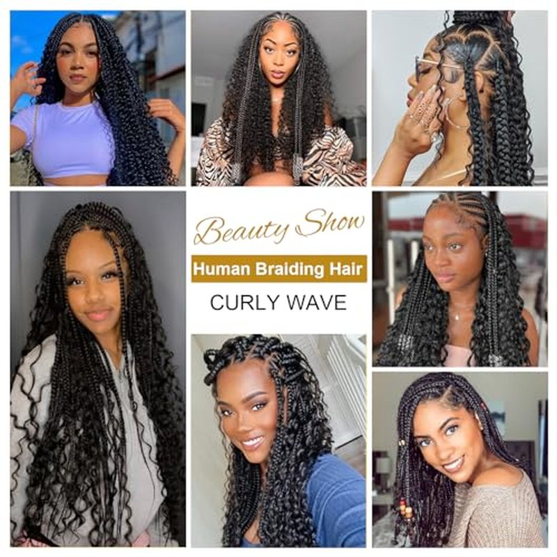 Human Braiding Hair For Boho Braids Human Curly Braiding Hair Bulk Human Hair For Braiding No Weft Human Hair Bundles For Braiding 100% Human Hair 1 Pack-2 Bundles 100g