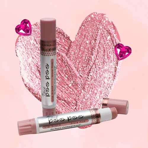 100% Natural Moisturizing Lip Gloss, La Chick Poo Poo Lip Shimmer with Mineral Coloring, Combo (Mauve, Nude, Pink), 3-Tubes