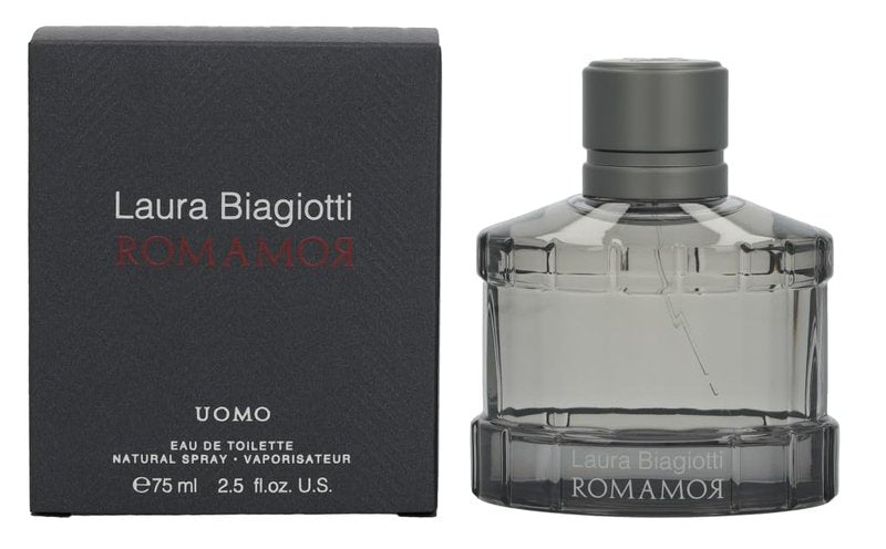 Laura Biagiotti Romamor - Cologne for Men - Amber Woody Fragrance - Perfume for Men with Grapefruit, Black Pepper, Vetiver and Ginger - 2.5 oz