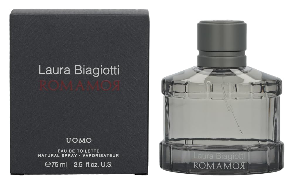 Laura Biagiotti Romamor - Cologne for Men - Amber Woody Fragrance - Perfume for Men with Grapefruit, Black Pepper, Vetiver and Ginger - 2.5 oz