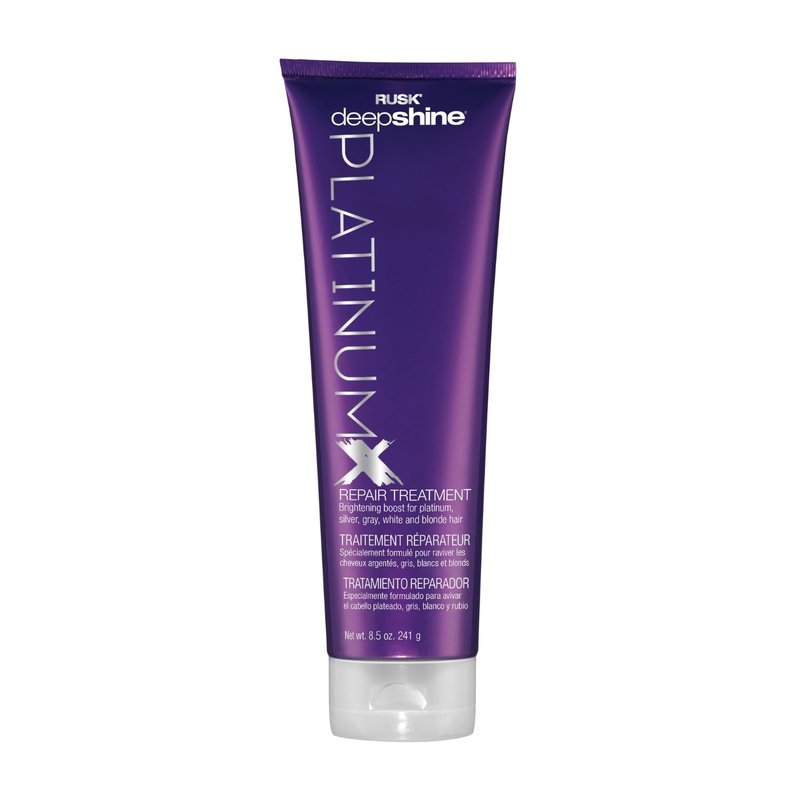 RUSK Deepshine PlatinumX Repair Treatment, Repairs and Moisturizes Chemically Treated or Damaged Hair, Adds Shine to Platinum, Blonde, Gray, and Silver Hair, 8.5 oz