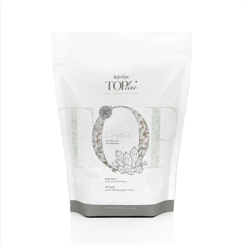 Italwax Top Line Crystal Hard Wax Beads 1.65 lb (750 g) – Ultra-Delicate Unscented Wax with No Colorants, Semi-Creamy Texture for Facial Areas, Professional Use – Made in Italy