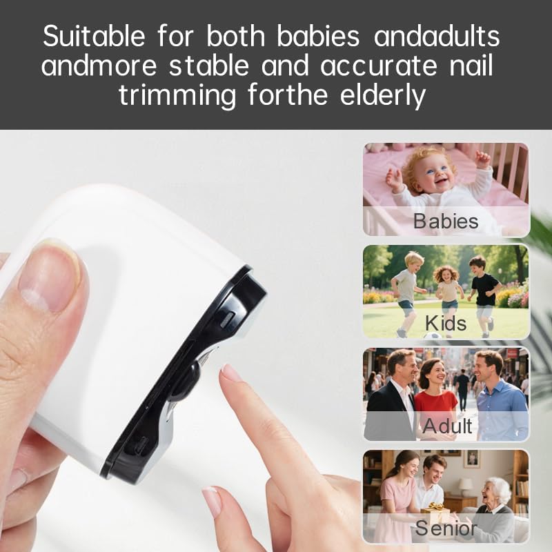 Rechargeable Electric Nail Clipper – 3-Speed Trimmer with LED Light & Quiet Motor for Safe Fingernail & Toenail Cutting for Babies, Kids & Seniors