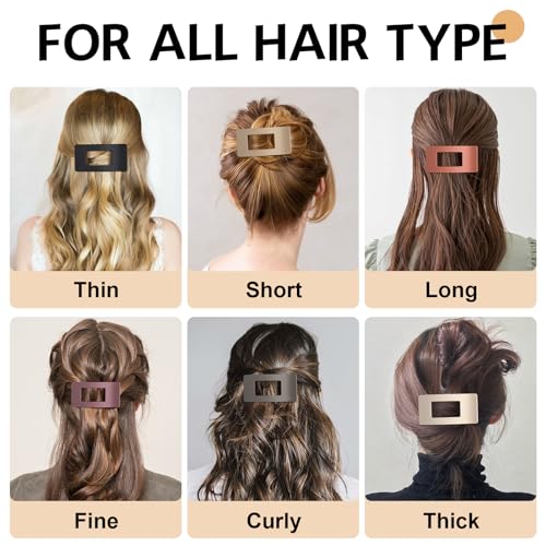 8 Pack French Flat Hair Clips for Women ? Large Matte No-Slip Claw clips for Thick & Thin Hair, Strong Hold Styling Barrettes Accessories (Neutral)