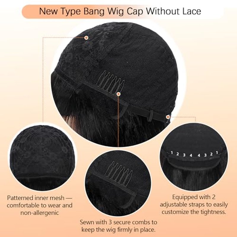 Black Bob Wigs Human Hair Short Wig with Bangs Straight Wigs Human Hair Glueless Wear and Go 150% Density Wigs for Women Daily Use 14 Inch
