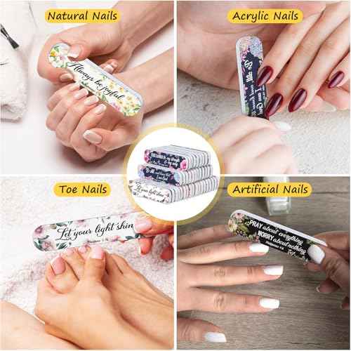 200 Pcs Christian Bible Verse Nail Files Gift for Women Religious Scripture Nail Emery Boards Colorful Floral Inspirational Buffering Files Scripture Manicure Tools VBS Christmas Gift Bulk
