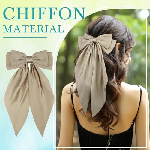 32Pcs Satin Hair Bows Bulk Big Hair Bows for Women Large Hair Ribbons Silky Satin Oversized Hair Bows Long Tail Large Hair Barrettes Hair Cute Oversized Bow Hair Clips with Long Tails