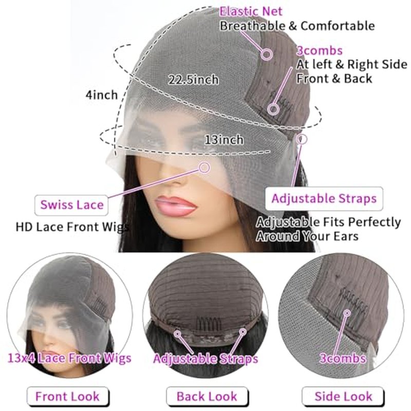 Deep Wave Lace Front Wigs Human Hair Wig for Woman 13x4 Hd Deep Curly Lace Front Wig Human Hair Pre Plucked With Deep Wave Lace Frontal Wigs (12 Inch)