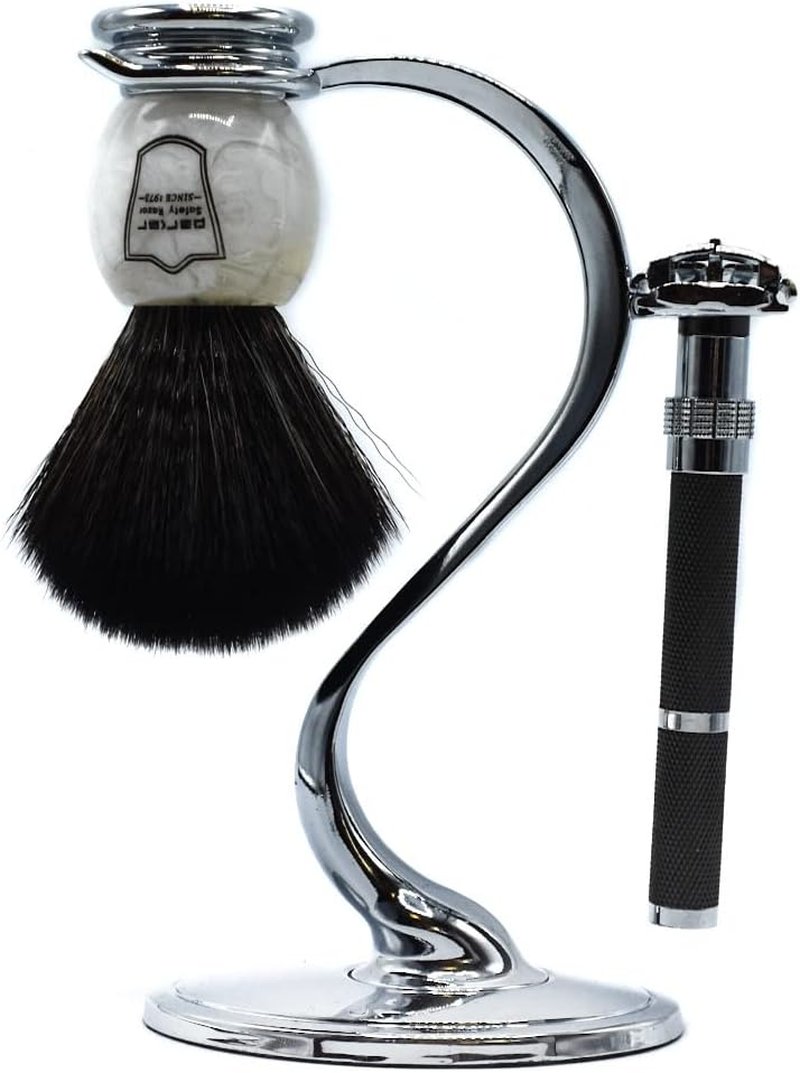 Taconic Shave Super Safety Razor Stand | Heavyweight Chrome Double Edge Holder for Classic Wet Shaving