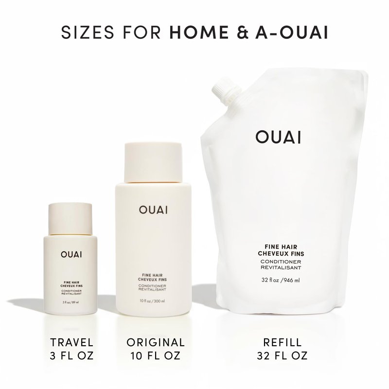 OUAI Fine Hair Conditioner Refill - Volumizing Keratin & Biotin Formula for Softness & Bounce | 32 Oz