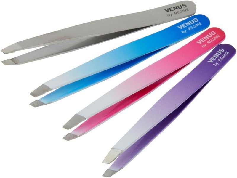 Regine Slant Tweezers - Precision Eyebrow Grooming Tool | 25-Degree Angle, Blue Ombre Finish