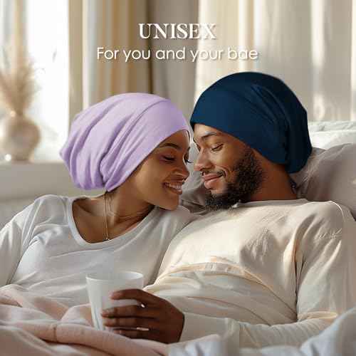 LULUSILK Mulberry Silk Lined Sleep Cap, No More Frizzy Tangled Hair, Stay On All Night Silk Hair Wrap for Sleeping with Adjustable Strap, Silk Bonnet for Women and Men, Bijou Blue, Pack of 1