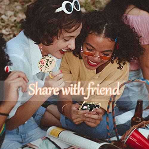 Blulu 8 Pieces Compact Mirror Bulk for Purse Flower Small Floral Retro Folding Portable Pocket Mirror for Women Girls Travel Gift(Gold Edge)