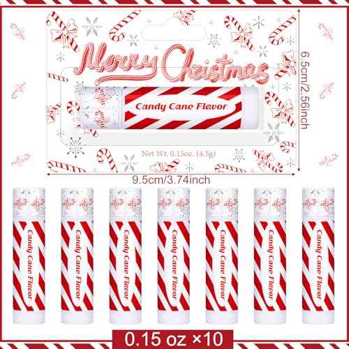 30 Pack Christmas Candy Cane Peppermint Lip Balms Bulk Peppermint Flavor Scented Lip Balms Favors Christmas Party Gifts Stocking Stuffers for Women Men Staffs Employee Coworkers Homeless