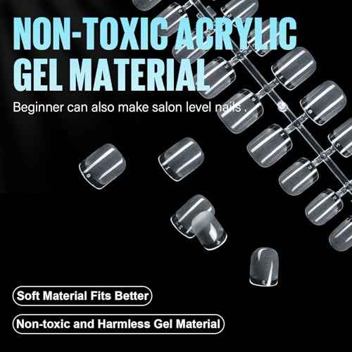 TOMICCA Short Nail Tips Extra Short Square Nail Tips, 192Pcs Fake Nails 12 Sizes Acrylic Clear Nails for Beginner and Professional DIY Gel Nails Salon