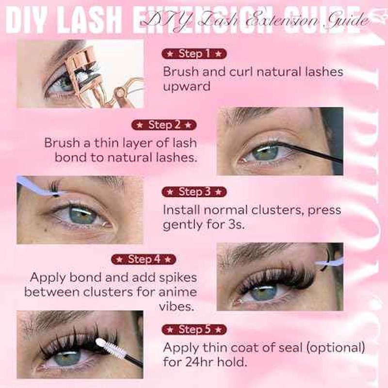 Lash Clusters with Spikes Manga Lash Kit 70D 80D Cluster Eyelash Extensions Kit CC-Curved Wispy Spiky Individual Lashes Kit with Bond Seal Tweezers by ALPHONSE