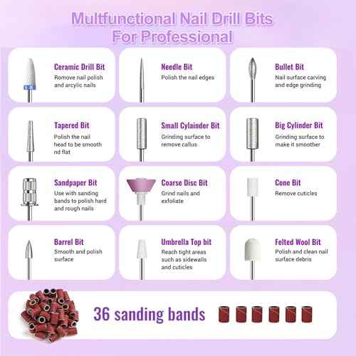 Cordless Electric Nail Drill Professional 3 Speeds Nail Drill Kit for Acrylic Gel Dip, USB Portable Rechargeable 20000 RPM Efile Manicure Pedicure Polishing Shape Tools(Pink)