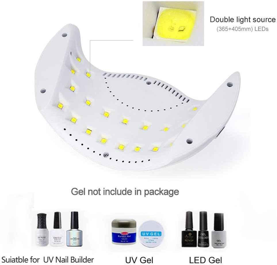 40W Gel UV LED Nail Polish Lamp & Nude Pink Gel Nail Polish Set - Professional Nail Dryer with 3 Timers
