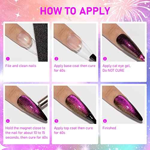 Cat Eye Gel Nail Polish with Magnet 9D Galaxy Cateye Manicure Soak Off UV DIY Salon Home Gift 12 Colors 7ml(0.24fl oz)