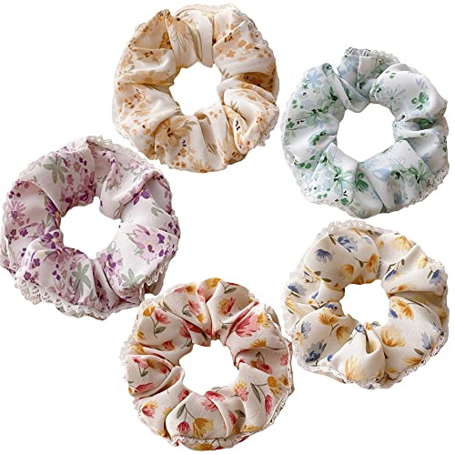 Lace Floral Hair Accessories - Cute Scrunchies, Hair Ties, Headbands, and Ponytail Holders for Women and Girls (Lace Floral - A)