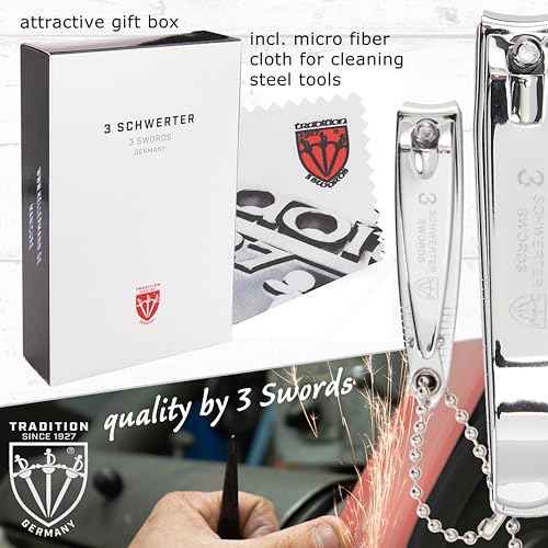 3 Swords Germany - brand quality 3 piece manicure pedicure grooming kit set for professional finger & toe nail care tool clipper fashion leather case in gift box, Made by 3 Swords (762)