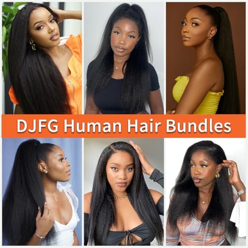 Yaki Straight Bundles Kinky Straight Bundles Human Hair 22 Inch 12A 100% Unprocessed Brazilian Virgin Human Hair Bundles for Black Women Natural Black Raw Remy Hair Extension 1 Bundle