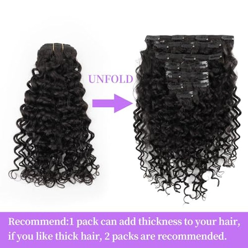 Sassina Natural Wave Clip in Remy Human Hair Extensions Double Weft Invisible Clip in Extensions Real Human Hair Natural Black Virgin Human Hair Extensions for Women 7Pcs 120G 14 Inch