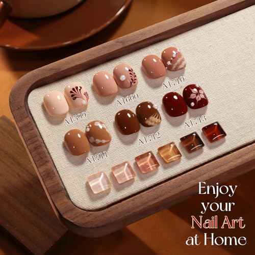 Double Rhythm 6 Pcs 15 ML Gel Polish Set Same Color Same Bottle Soak Off Gel Polish Kit Nail Art Manicure Salon DIY at Home for Women (Burgundy Cherry Brown Coffee -T6-69)