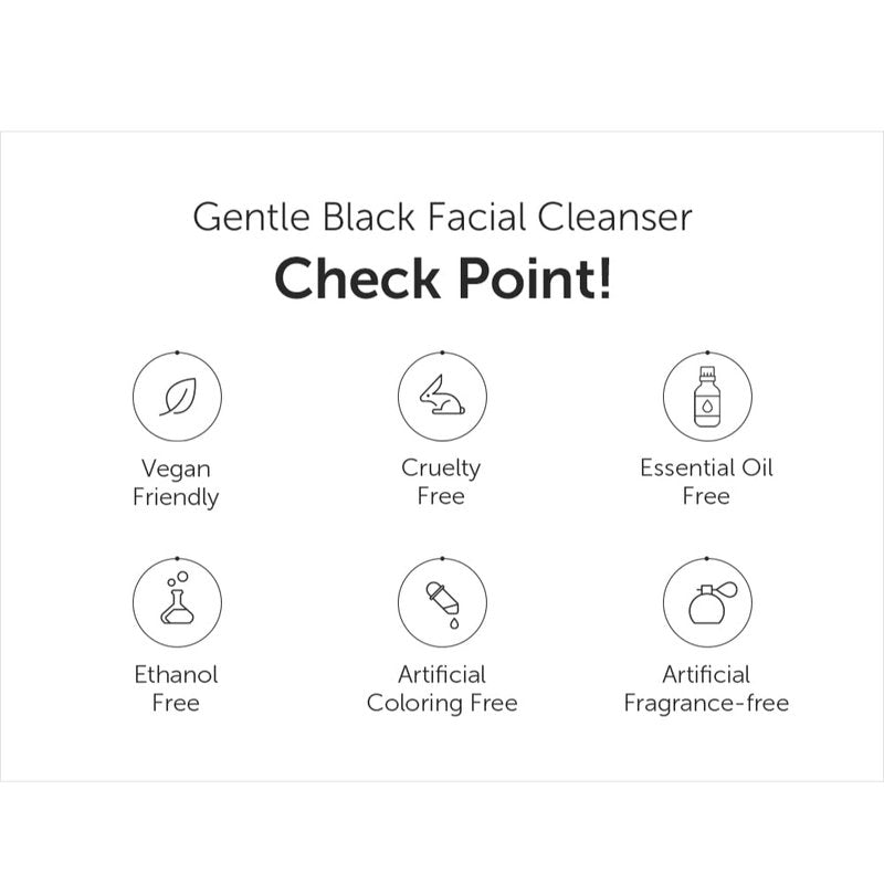 Gentle Black Facial Cleanser - Korean Low-pH Foam with Activated Charcoal | Non-Stripping Face Wash for Sensitive Skin, 4.73 Fl Oz