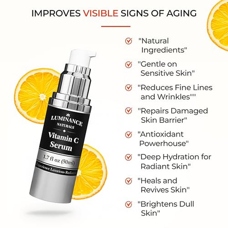 Vitamin C Serum for Mature Skin with Hyaluronic Acid, and Aloe Vera - Hydrating, Lifting, Face Wrinkle & Age Spot Reduction, Anti-Aging Skincare, (1.7 fl oz)